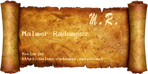 Malmer Radamesz névjegykártya